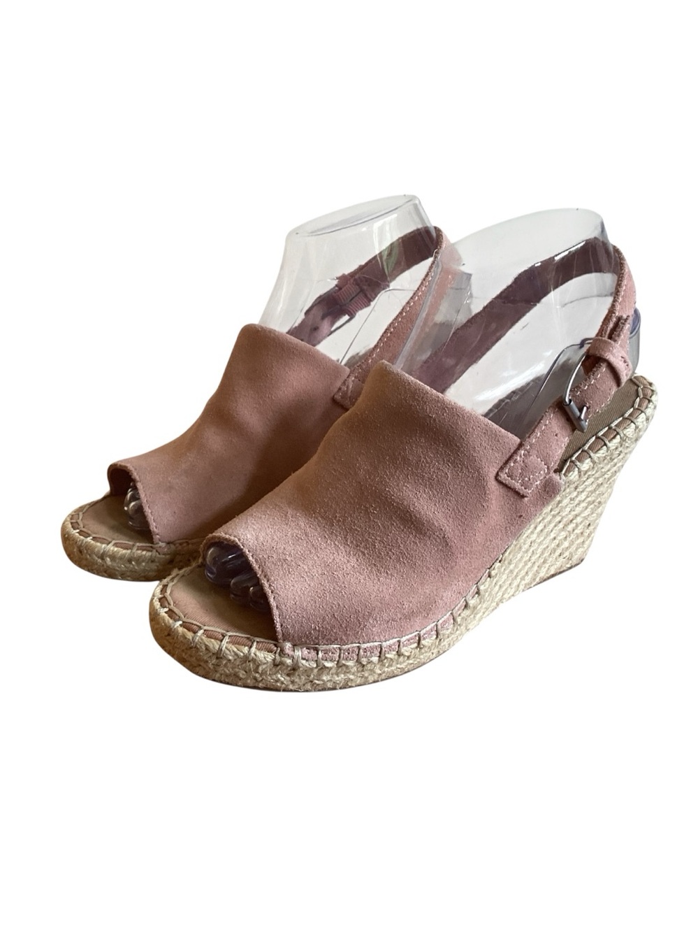 Toms Pink Suede Monica Espadrille Wedge Sandals size 7.5